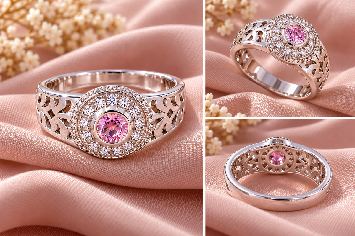 Pink Stone Royal Silver Ring