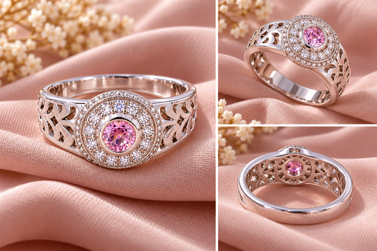 Pink Stone Royal Silver Ring